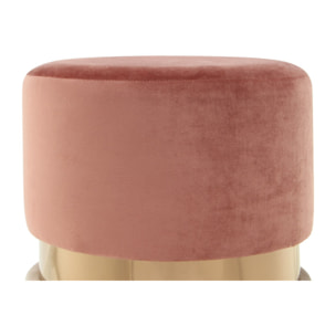 Pouf contenitore Gipsy in velluto rosa antico e taupe