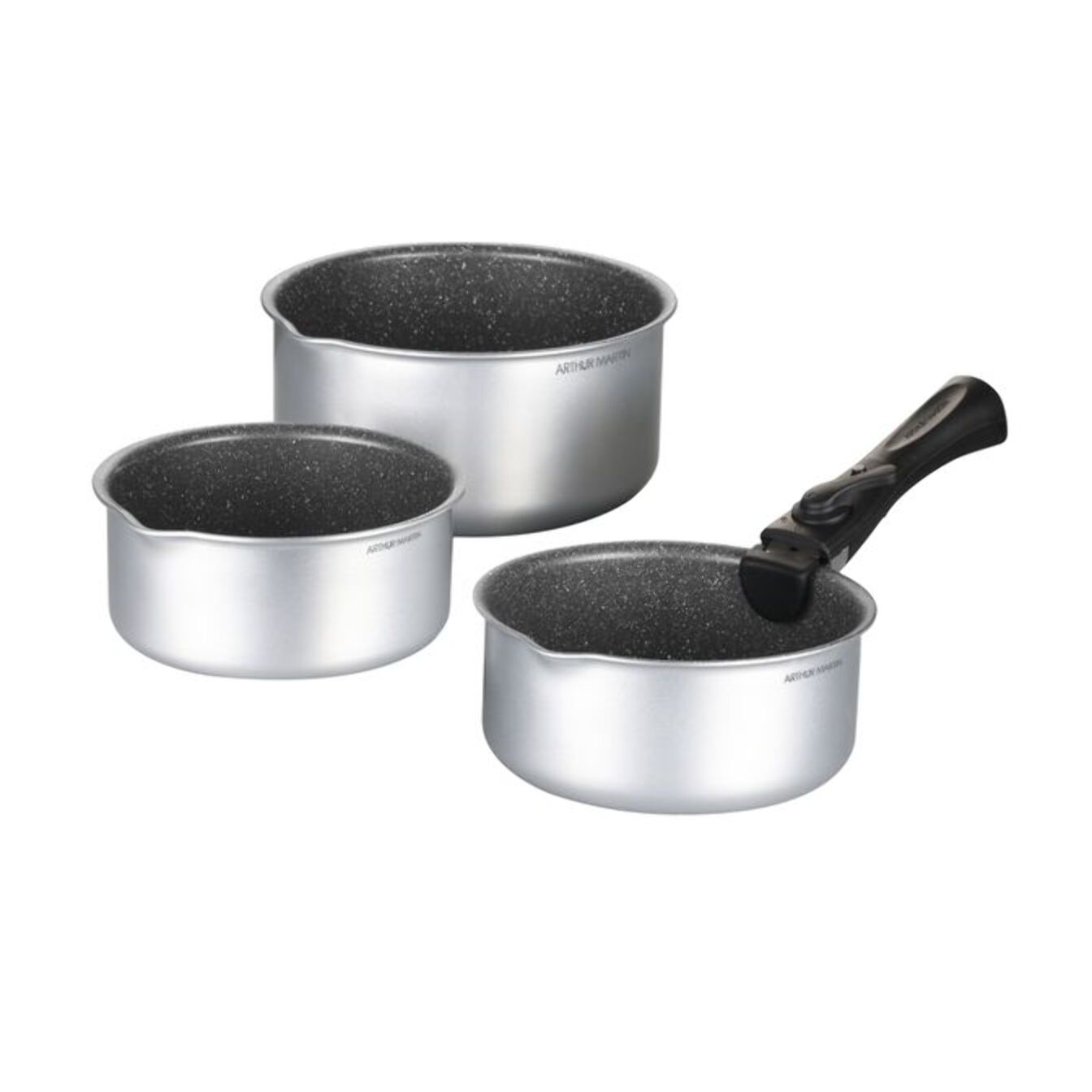 Set de 3 casseroles avec poignée amovible