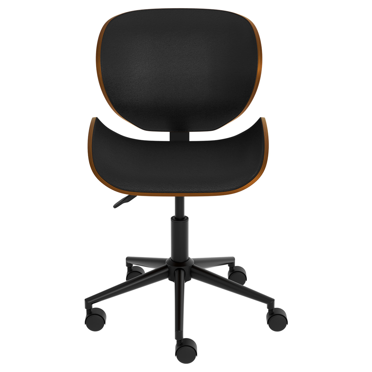 Chaise de bureau pivotante en cuir synthétique noir 79-91cm - Baudoin