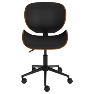 Chaise de bureau pivotante en cuir synthétique noir 79-91cm - Baudoin