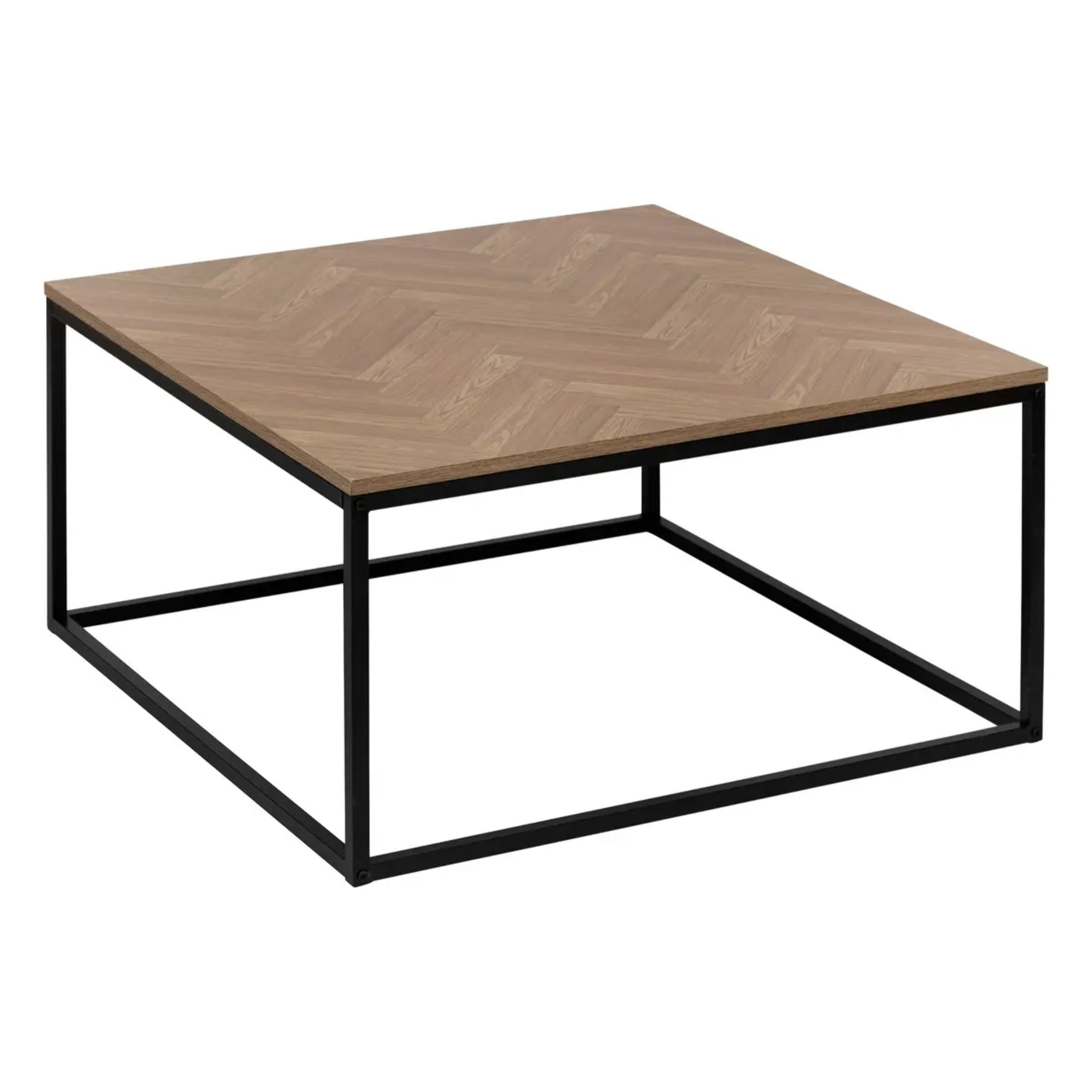 Table basse "Chevrons" effet bois et noir 80x80cm