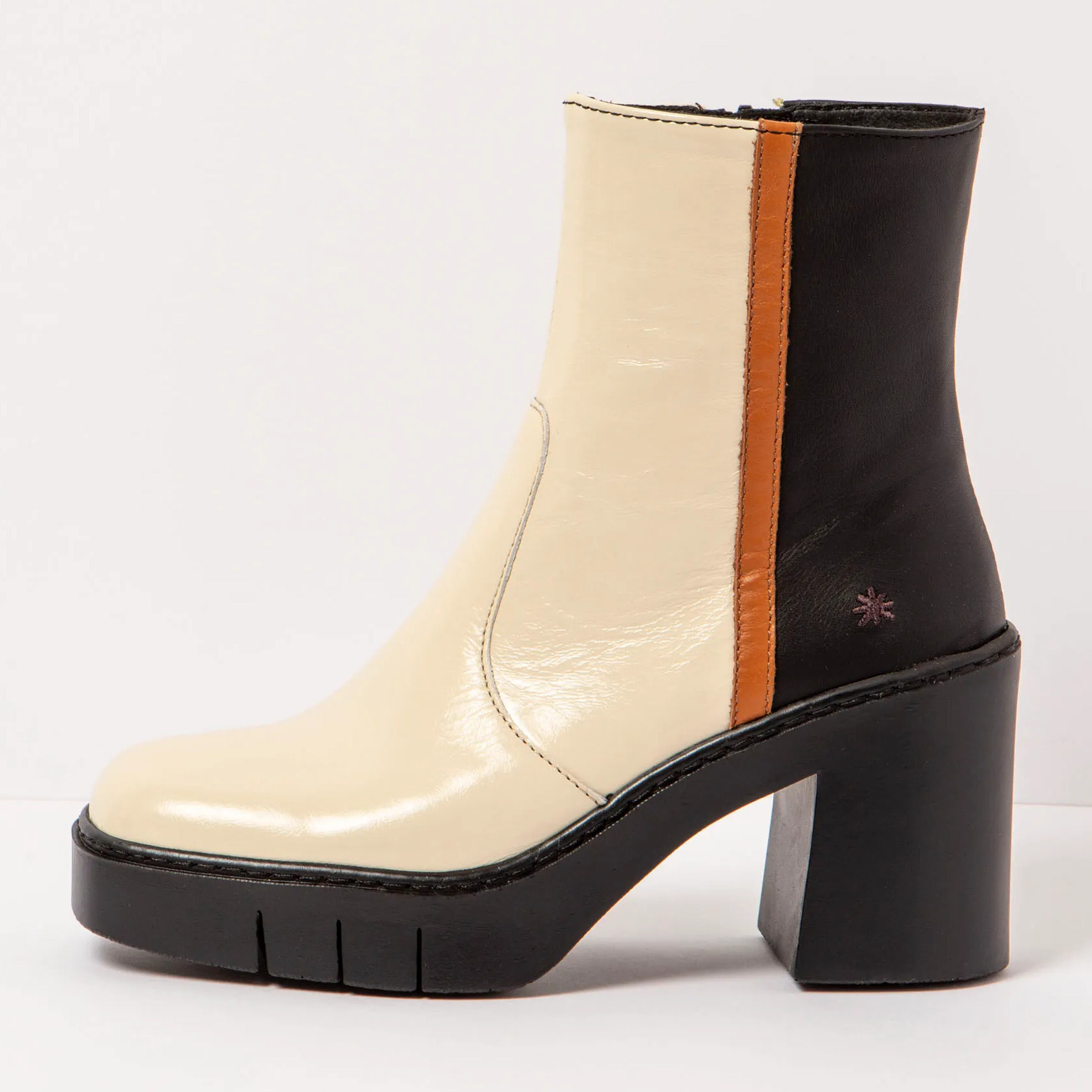 Botines con tacón 1974 NAPPA CREAM-BLACK/BERNA color Cream-black