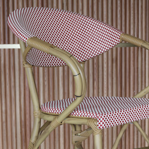 Lot de 2 fauteuils de bar extérieur en aluminium effet rotin rouge AMALFI