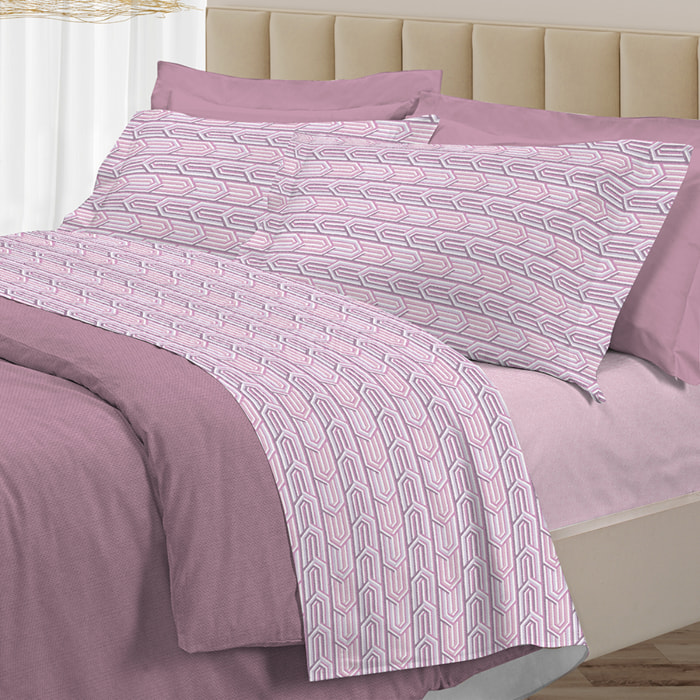 Completo letto henry rosa in cotone 100% cotone