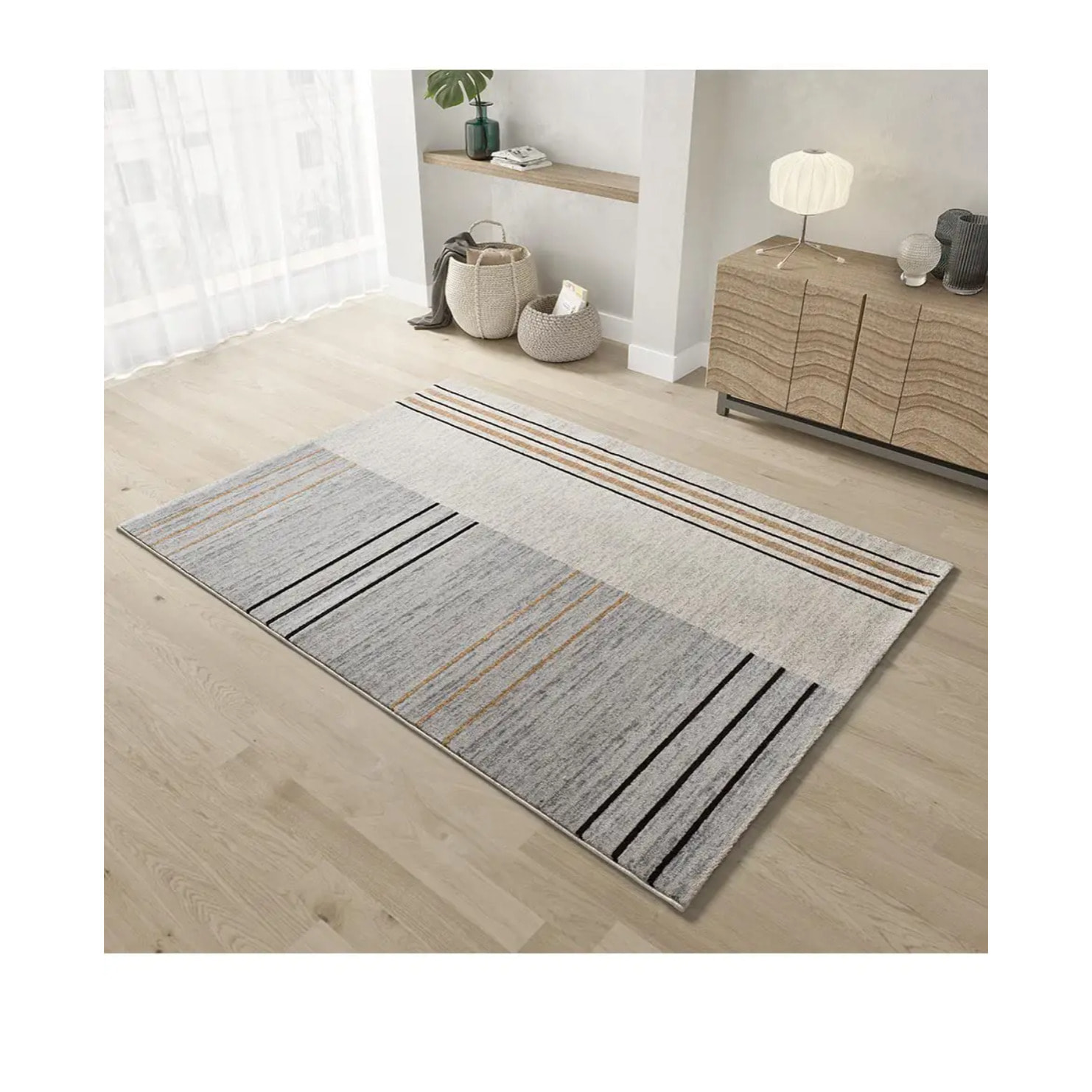 CRAFT Alfombra geométrica en tonos gris y beige, varias medidas disponibles