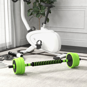 Kit de Mancuernas 20kg 4 en 1 Juego de Pesas con Kettlebell Barra de Pesas para Entrenamiento de Fuerza en Hogar Gimnasio Oficina Verde