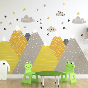 Stickers muraux enfants - Décoration chambre bébé - Autocollant Sticker mural géant enfant montagnes scandinaves FARIDKA