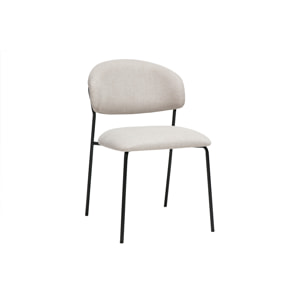 Chaises en tissu effet velours texturé beige et métal noir (lot de 2) BENTA