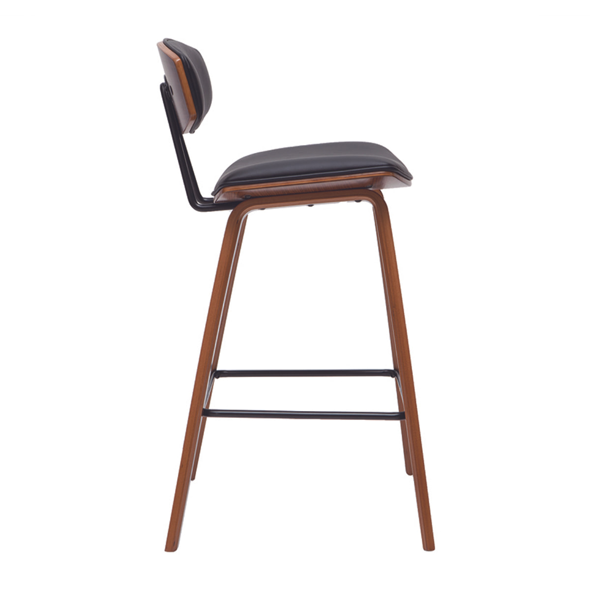 Tabourets de bar design noir et bois foncé H69 cm (lot de 2) VASCO