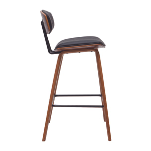 Tabourets de bar design noir et bois foncé H69 cm (lot de 2) VASCO