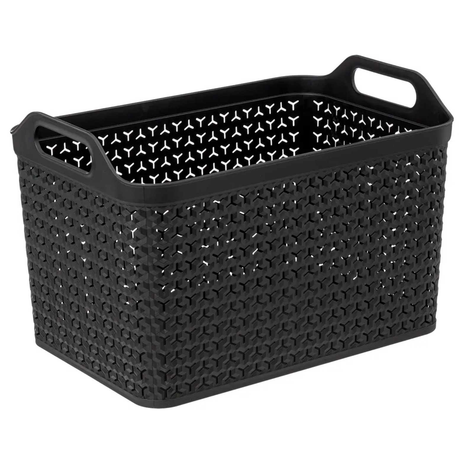 Panier ajouré plastique avec couvercle 24L noir