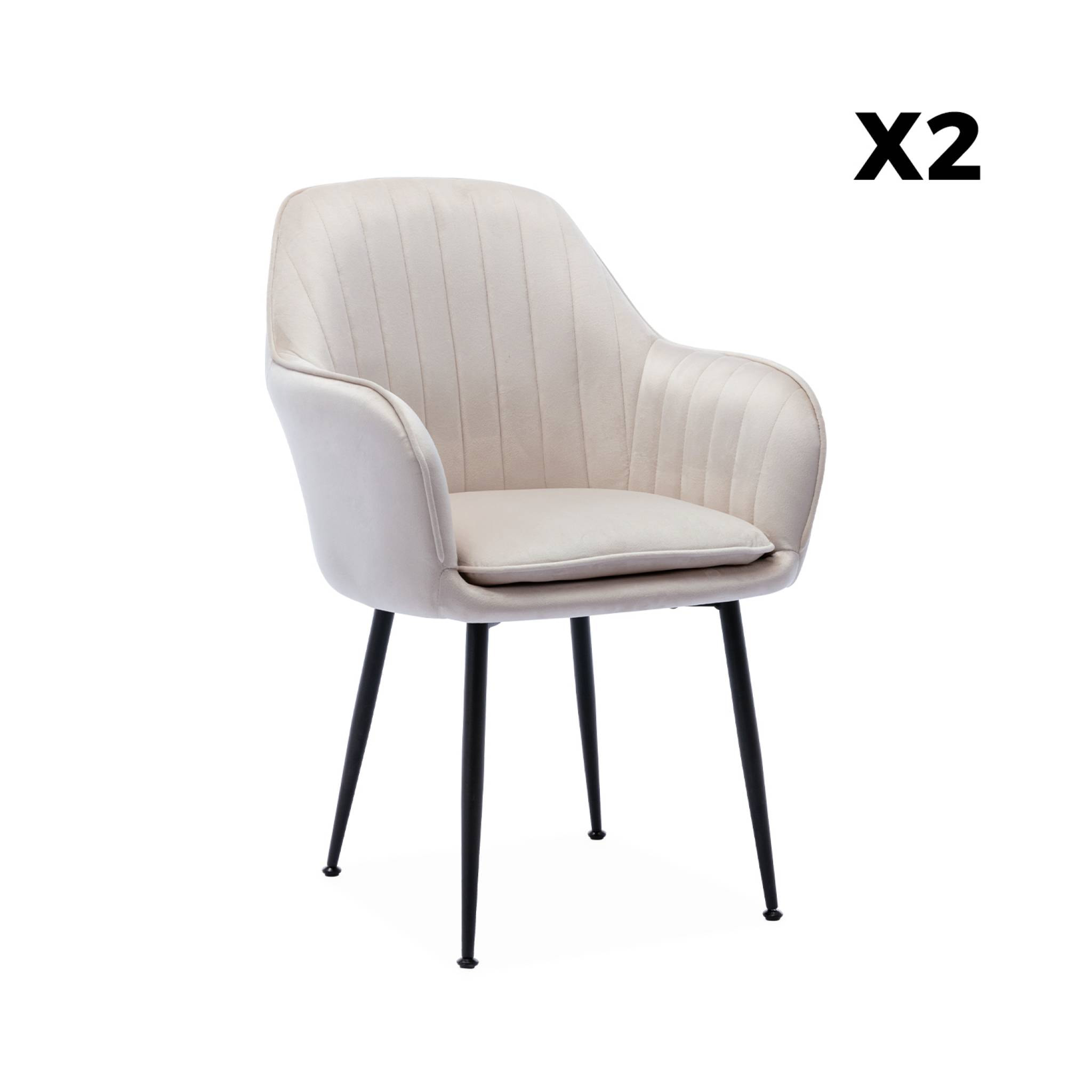 Fauteuil velours et pieds métal (lot de 2) SHELLA