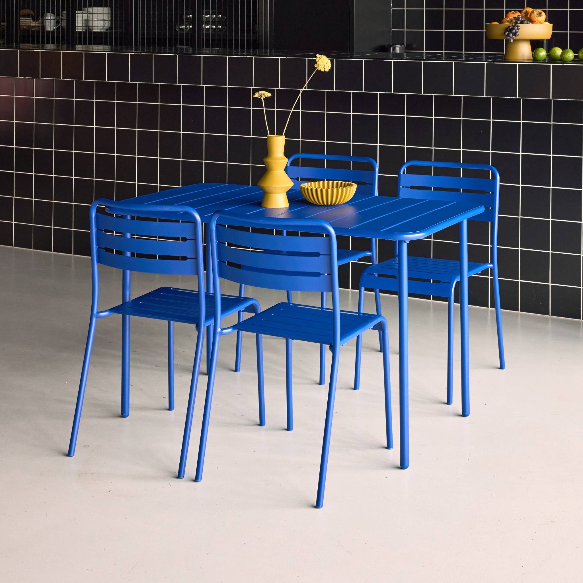 Table de jardin métal + 4 assises AMÉLIA