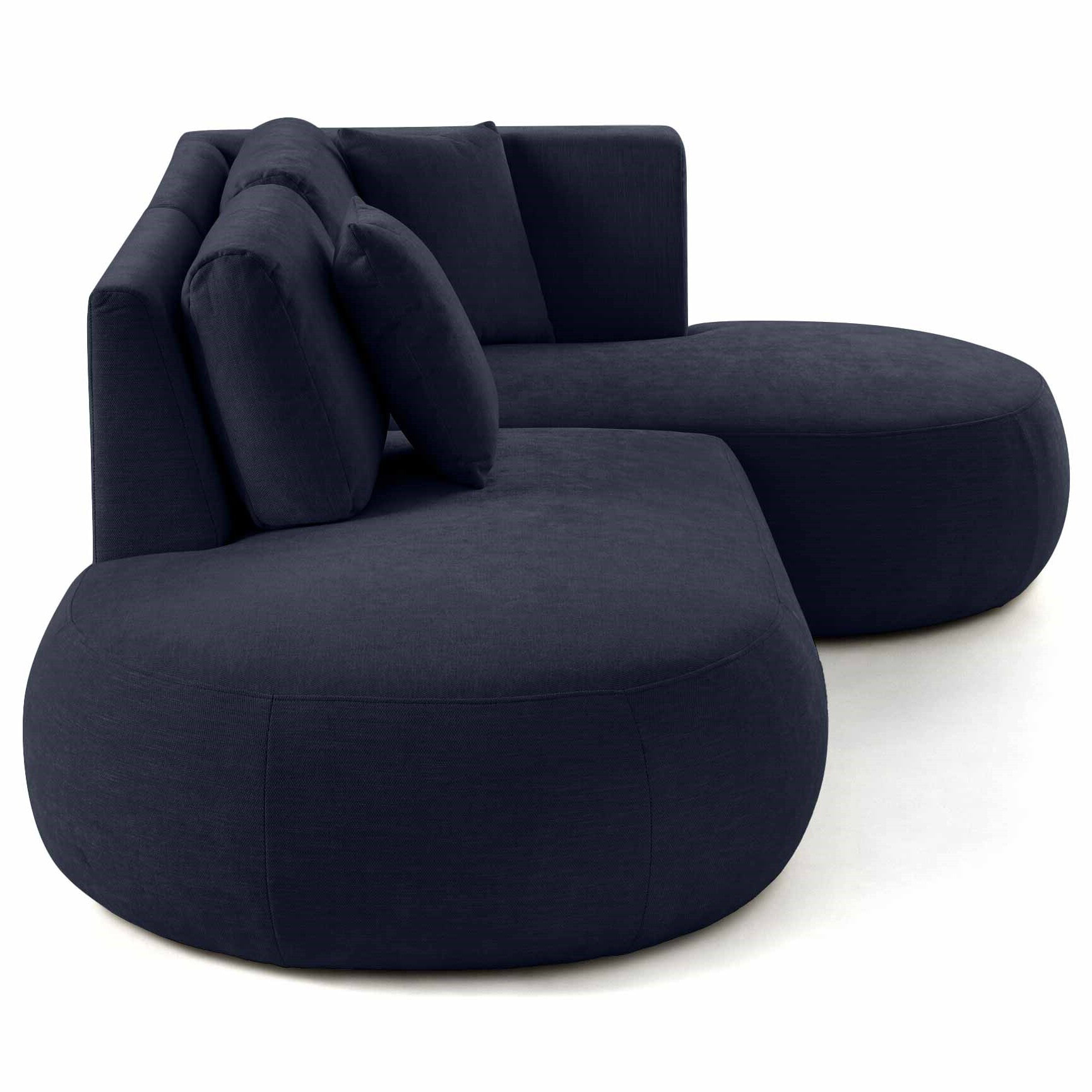 Santorini - canapé modulable d'angle droit + pouf - 4 places - en tissu texturé - Bleu marine