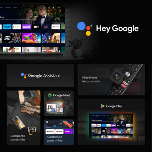 Smart TV 43 pulgadas 4K Hey Google Official Assistant con control por voz. Televisor Android 14 - TD Systems M43C21GLE