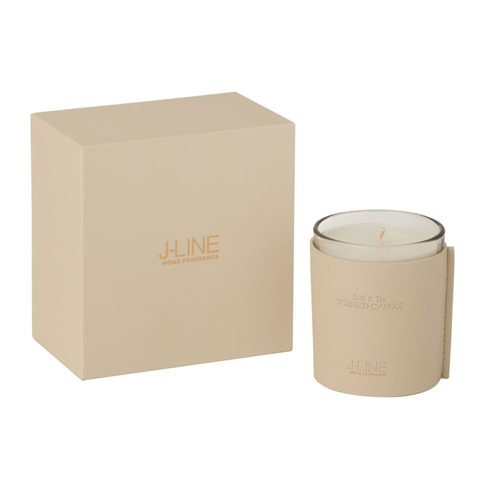 J-Line bougie parfumée Cuir - Suit & Tie - verre - beige - 40H