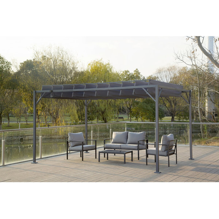 Pergola bioclimatique en tissu "Lodge" 3 x 4 m - Anthracite