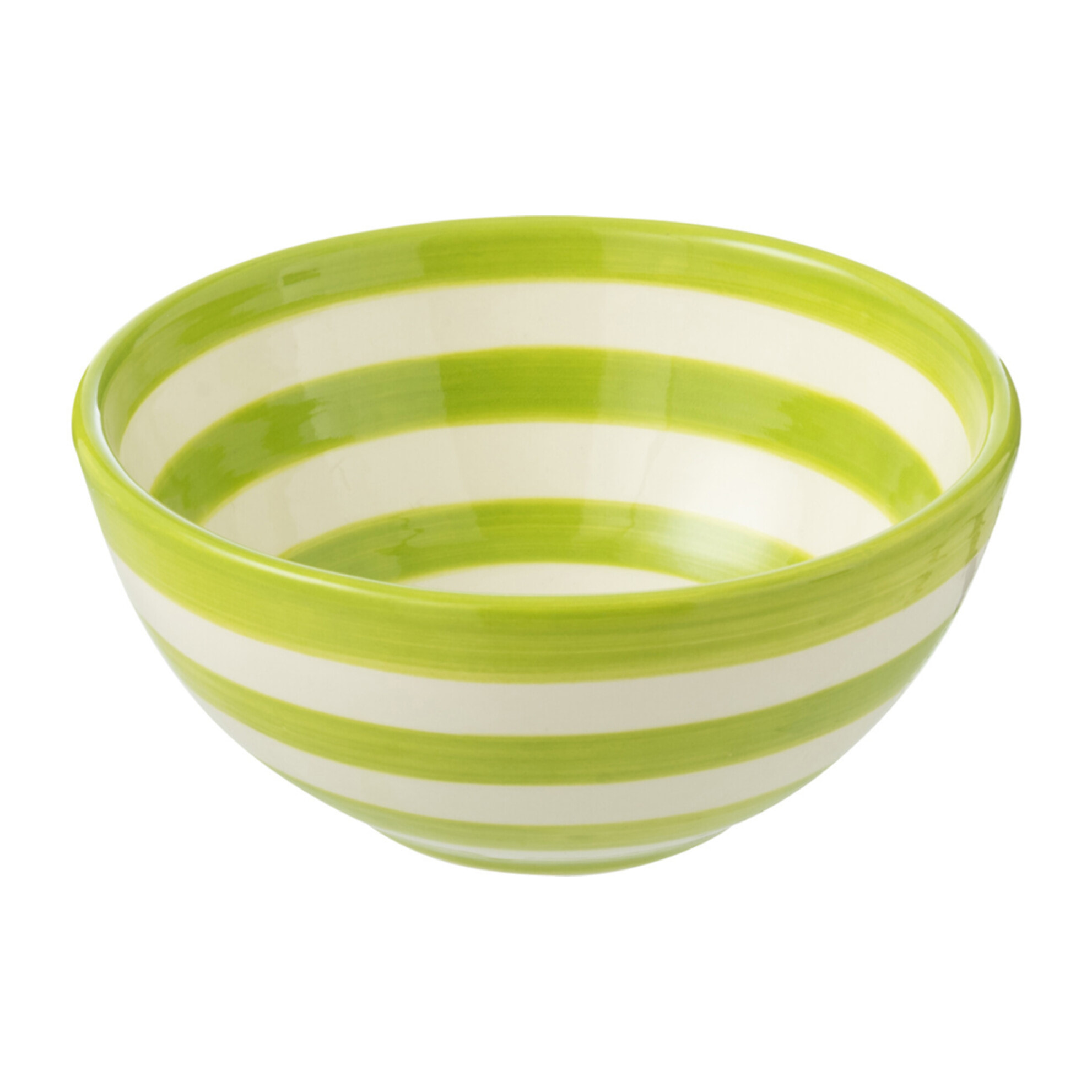 J-Line bol Granada Stripes High - céramique - blanc/vert - small - Ø 14 cm