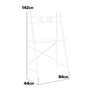 Donnie - scrivania in legno e metallo con ripiano - 84x44x142 cm