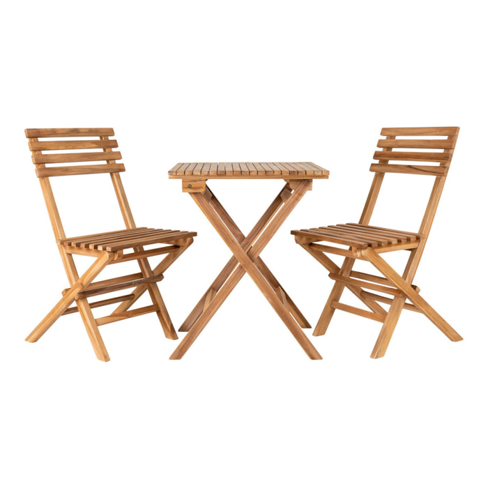 Set da Bistrot Cuenca in Teak Naturale — 2 Sedie e 1 Tavolo