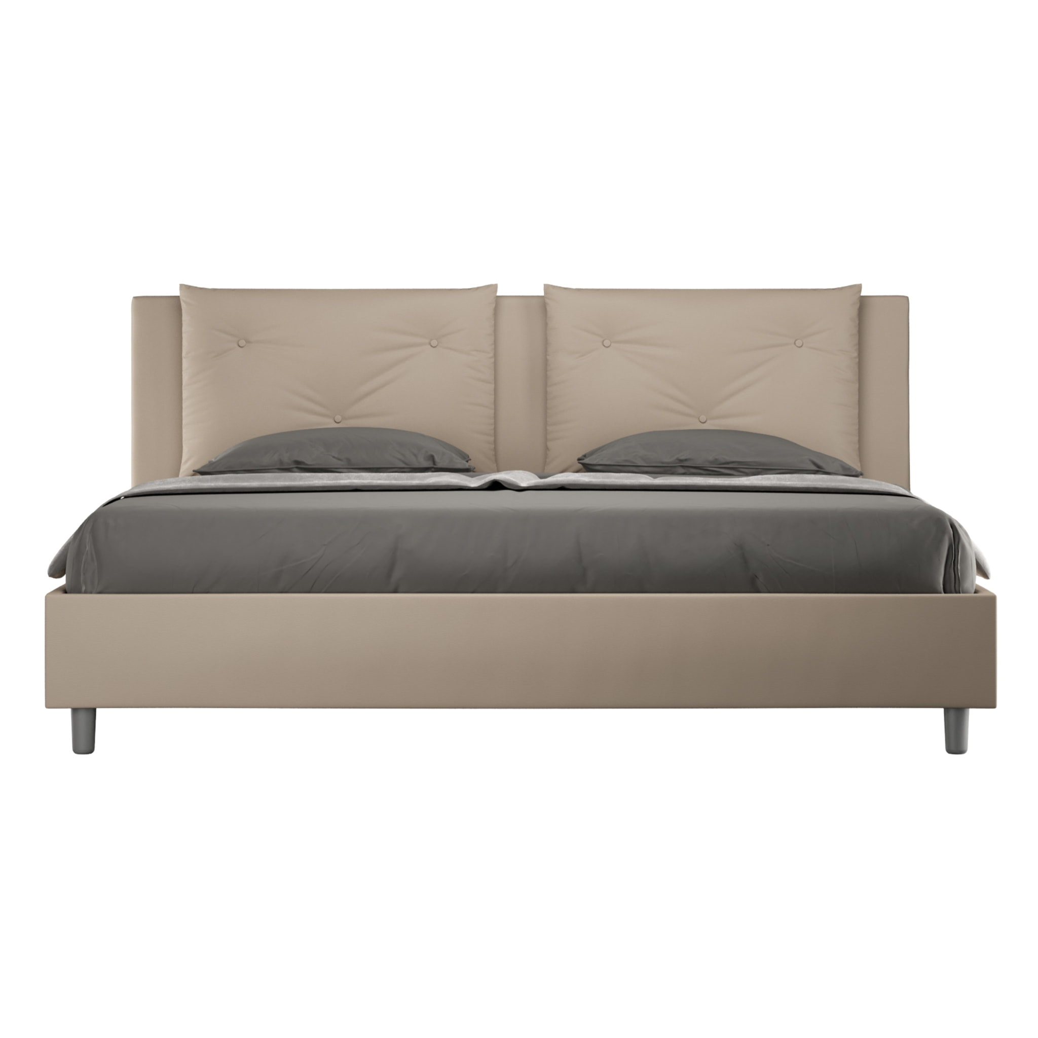 Lit king size avec sommier rembourrée 200x210 similicuir taupe Appia