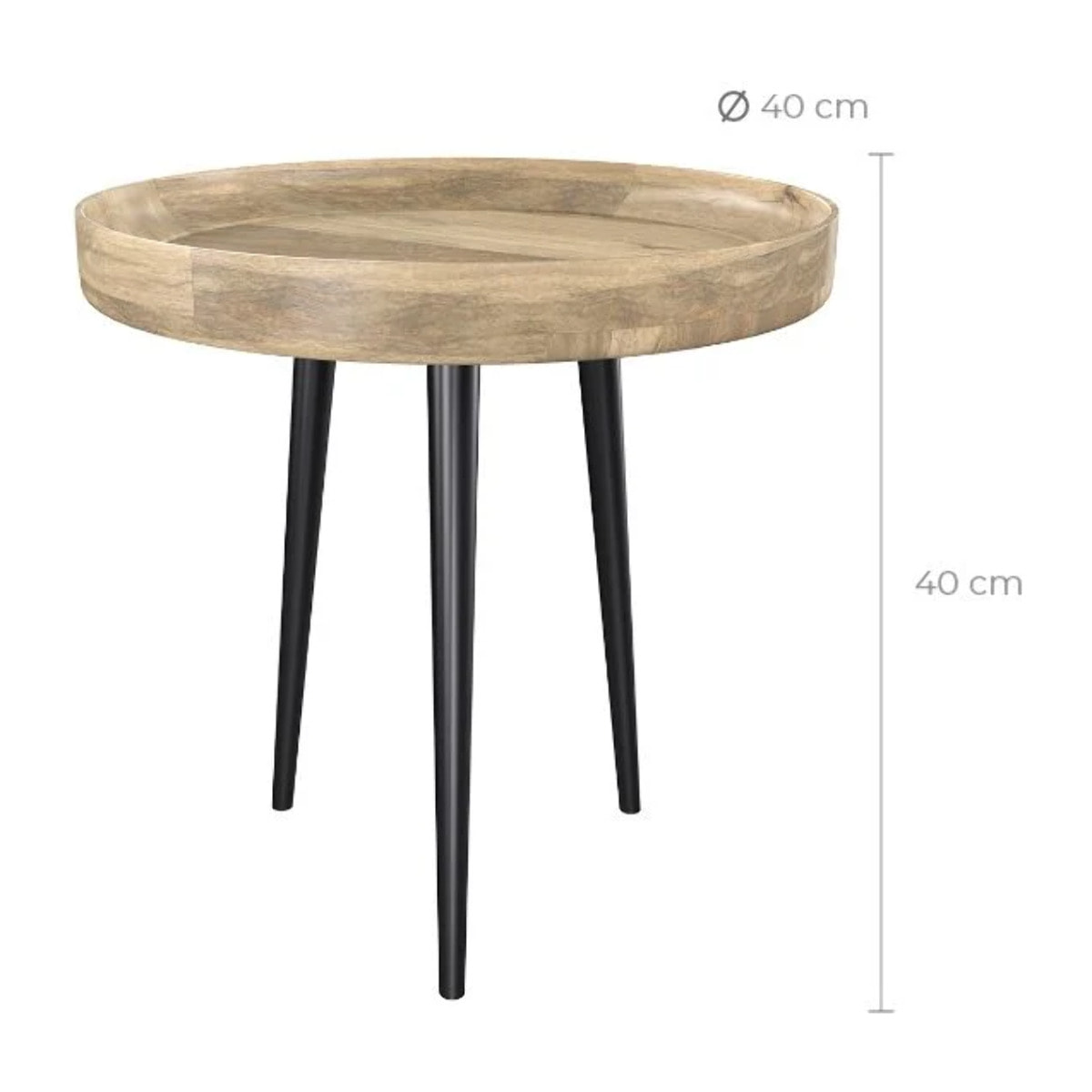 Table d'appoint ronde en bois de manguier clair D40 cm - Palak