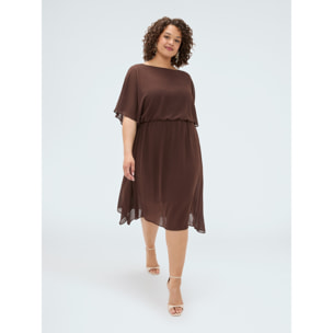 Fiorella Rubino - Vestito in georgette con orlo asimmetrico - Marrone