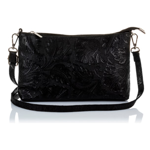 Martia Borsa a tracolla Donna.Pelle autentica Camoscio Incisa Arabesco