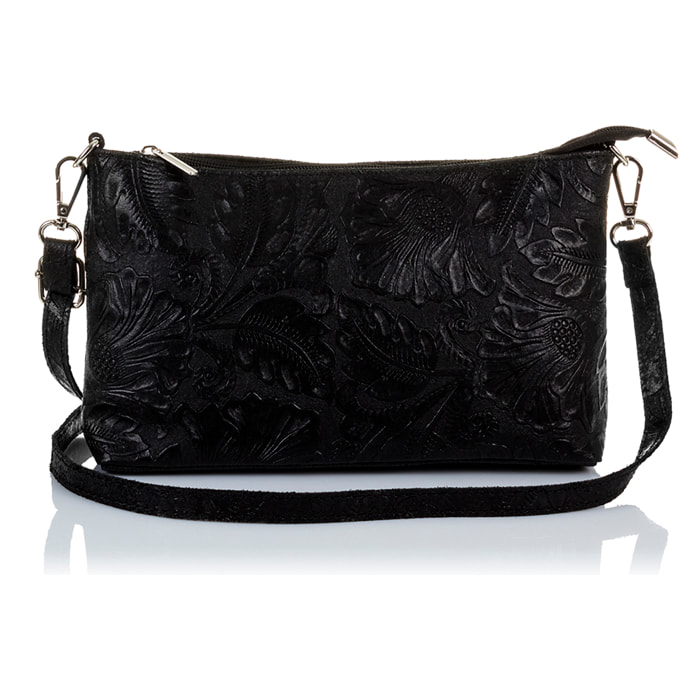 Martia Borsa a tracolla Donna.Pelle autentica Camoscio Incisa Arabesco