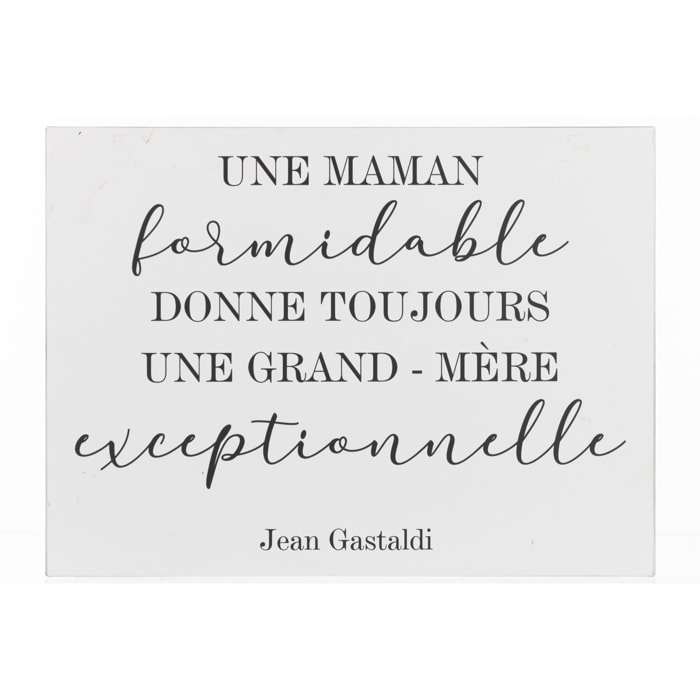 J-Line pancarte Texte Francais Maman - métal - blanc/noir