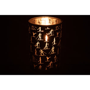 J-Line chandelier skieurs - verre - écru/doré - large - set de 2
