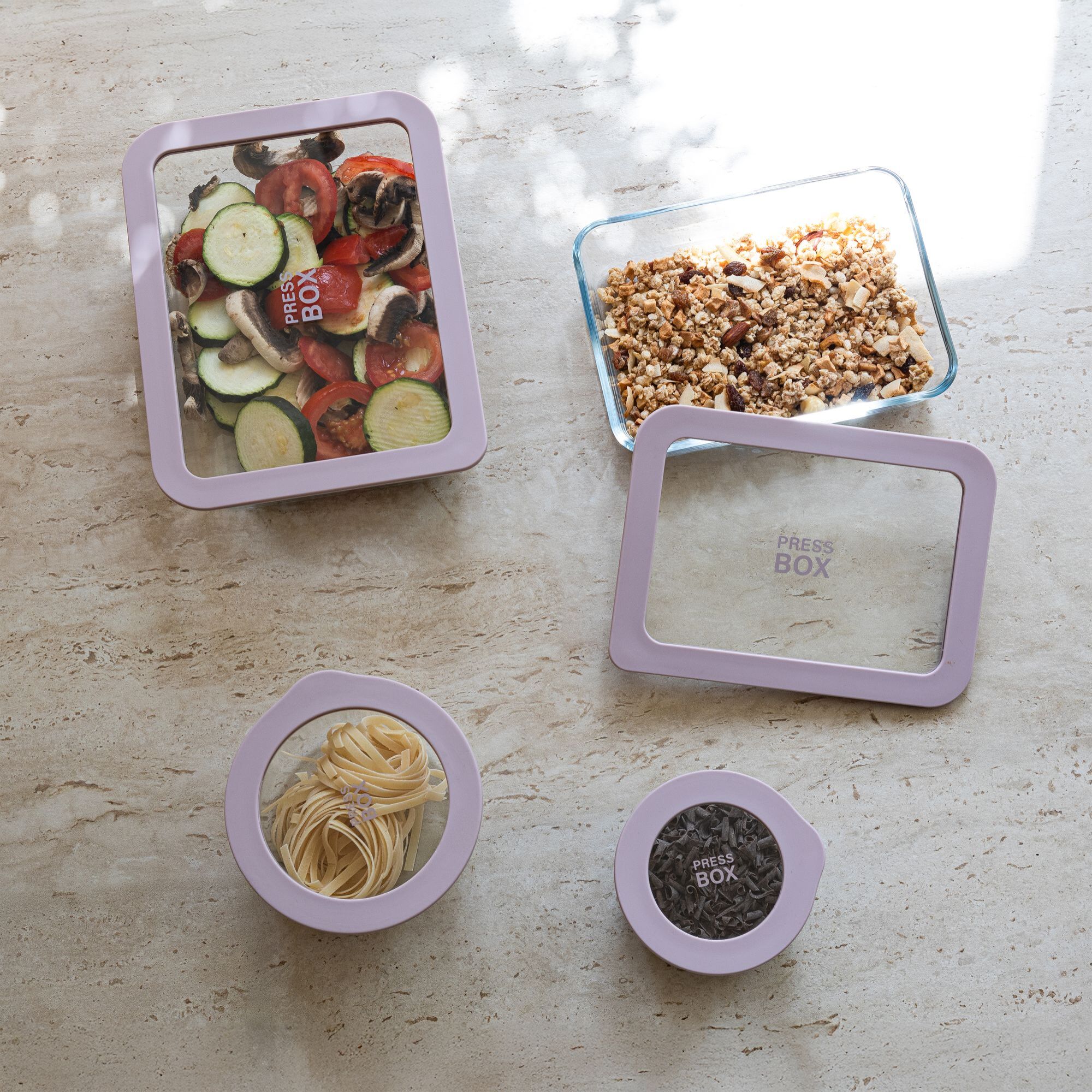 Boîte hermétique ronde rose 470ml PRESSBOX