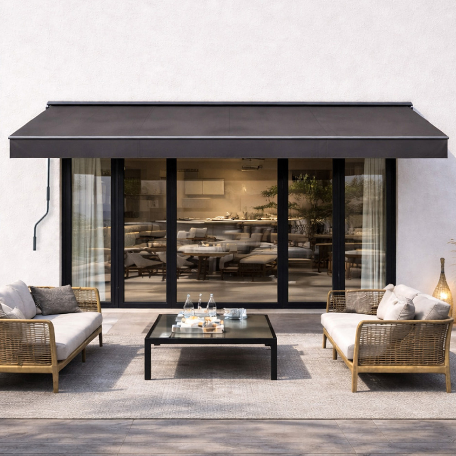 TULLY Store banne manuel 3,95 x 2,5 m en aluminium avec toile gris