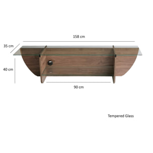 Mesa tv,100% vidrio templado , color nogal