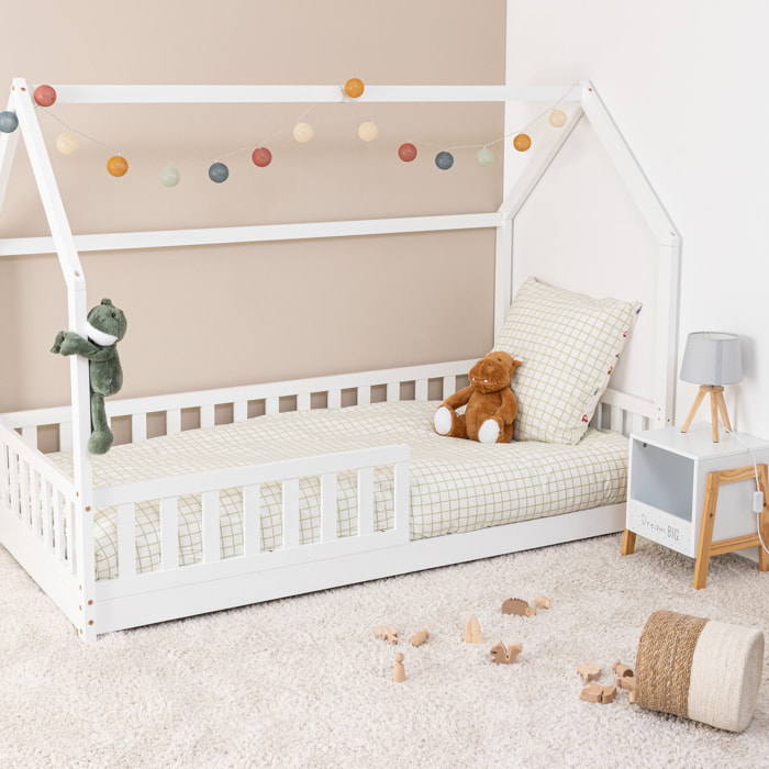 Lit cabane enfant Bosco blanc 90x190cm