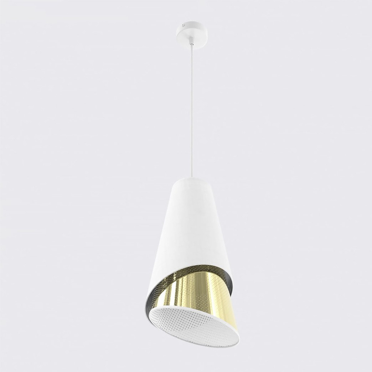 Lampada a sospensione MODA bianca con interno oro