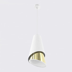 Lampada a sospensione MODA bianca con interno oro