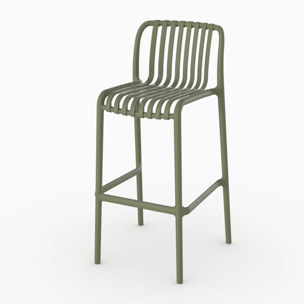 Lot de 2 chaises de bar de jardin 76 cm en plastique vert kaki - Duli