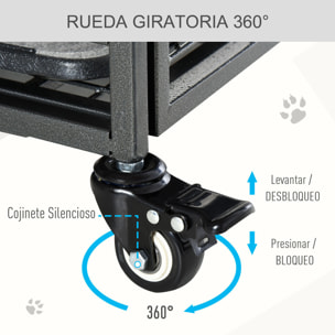 Jaula de Metal para Perros Plegable con Ruedas Bandeja Extraíble 109,5x71x78 cm