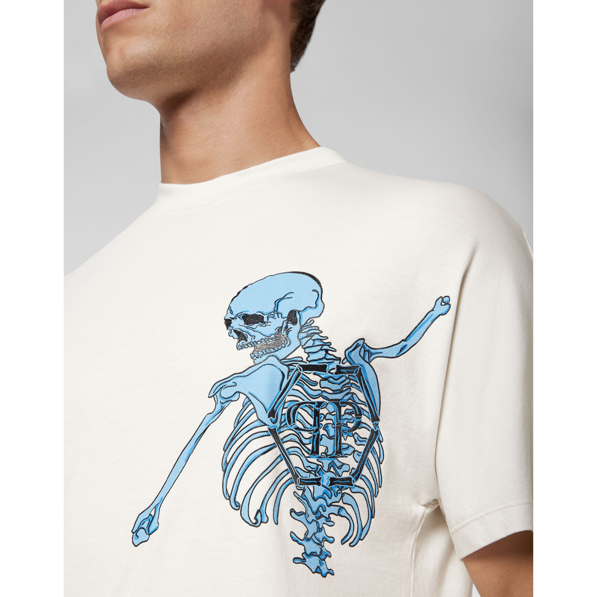 PHILIPP PLEIN Camiseta de cuello redondo y manga corta SKELETON