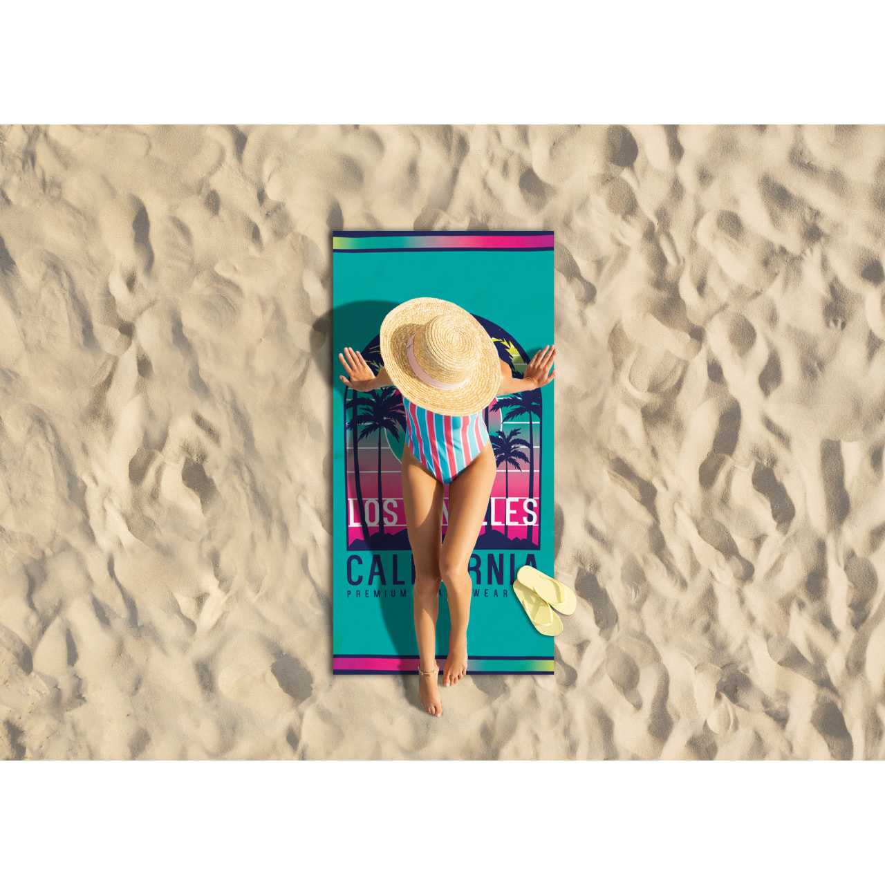 Telo Mare Stampato In Spugna Disegno California