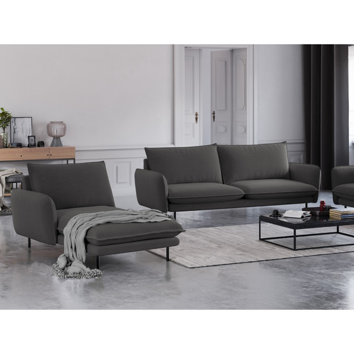 Méridienne gauche "Vienna" en tissu structurel gris foncé