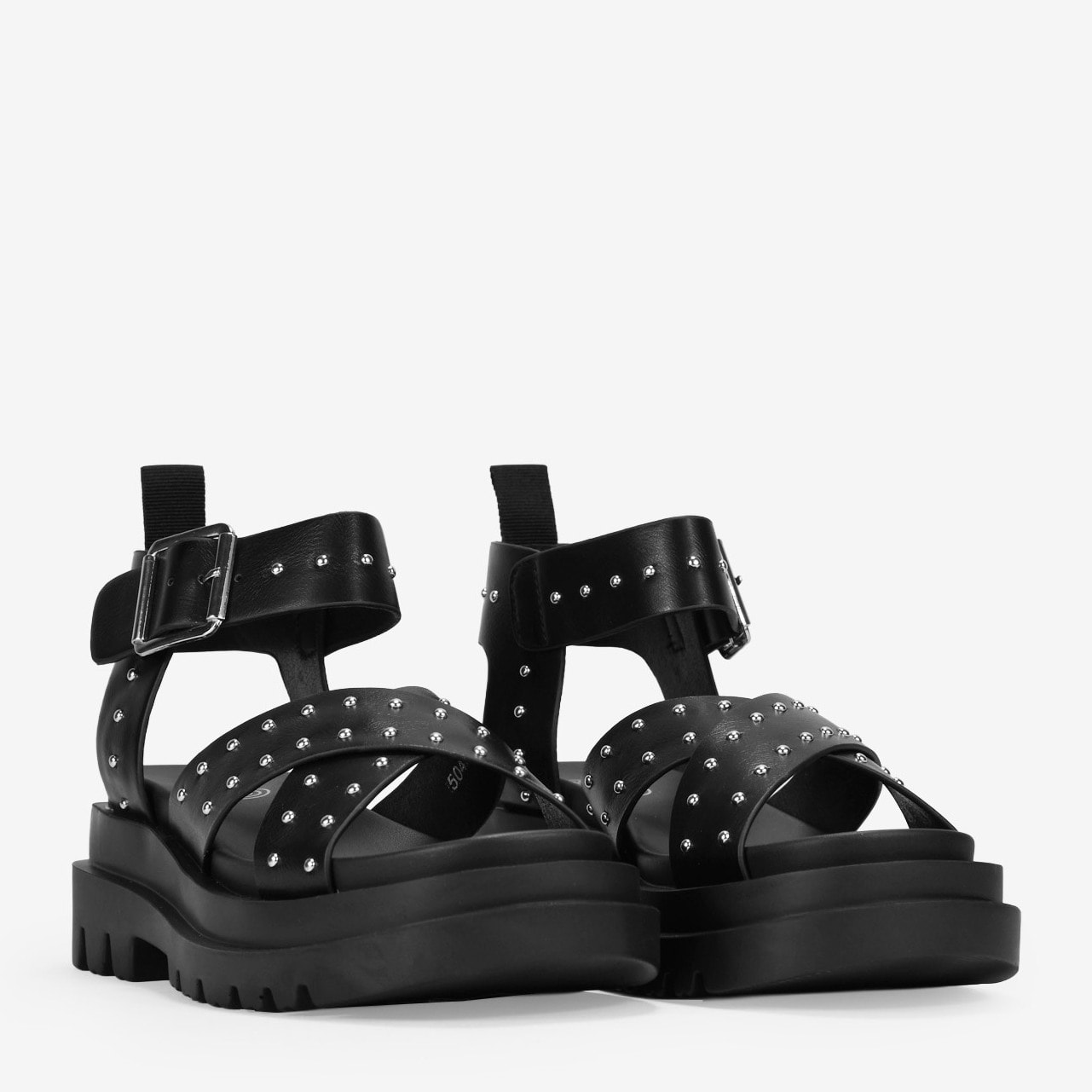 Sandalias chunky negras con hebilla