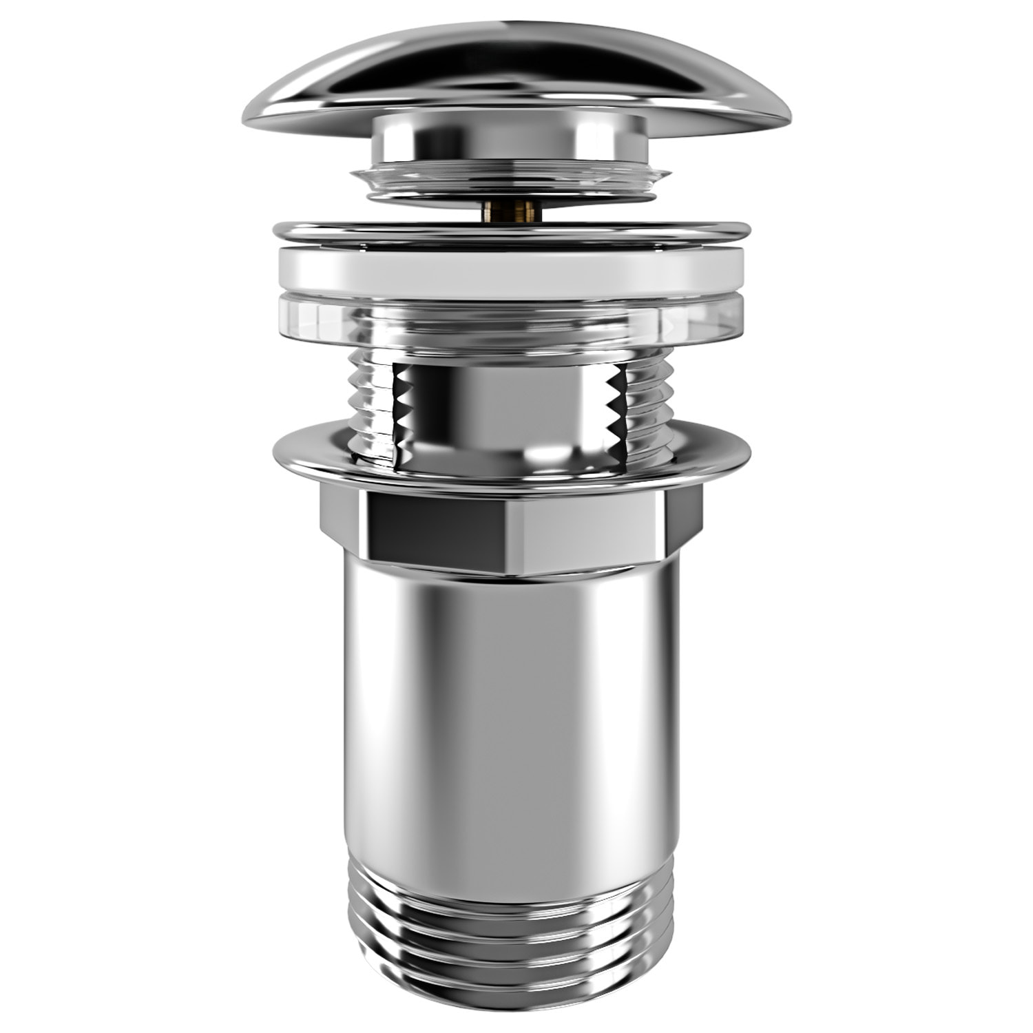 Piletta Click-Clack Universale 6.6 Cm In Ottone Cromato Compatibile Con Lavabo E Bidet Con O Senza Troppopieno Design Moderno E Apertura A Pressione