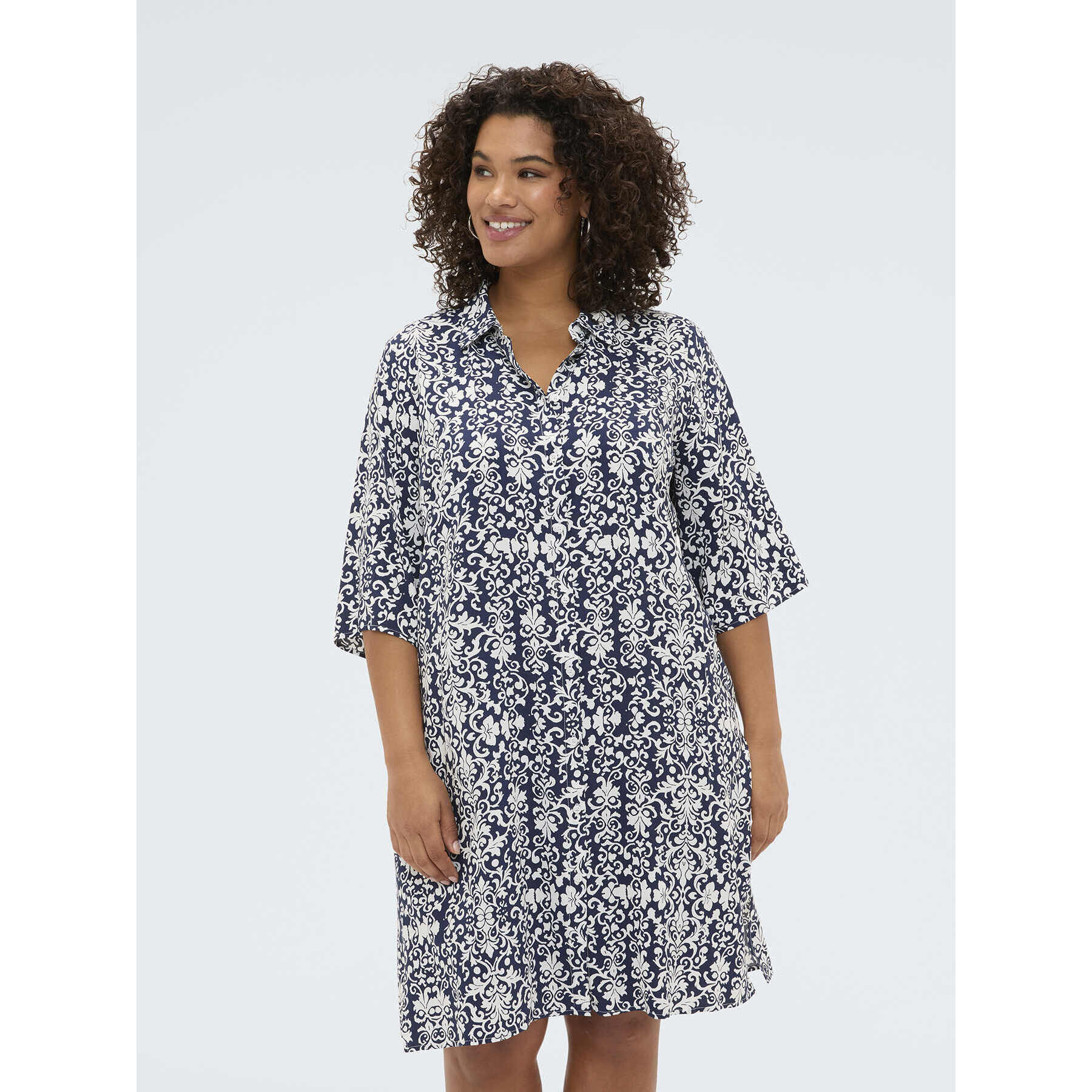 Fiorella Rubino - Vestido camisero de viscosa con estampado - Azul