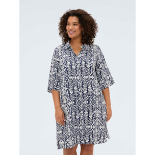 Fiorella Rubino - Vestido camisero de viscosa con estampado - Azul