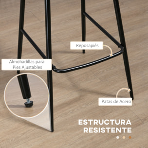 Conjunto de 2 Taburetes Altos de Cocina Sillas Altas de Cocina con Respaldo Tapizado en PU Carga 120 kg para Bar Salón Comedor Marrón