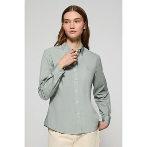 Camisa verde jade Slim fit de popelín con logo