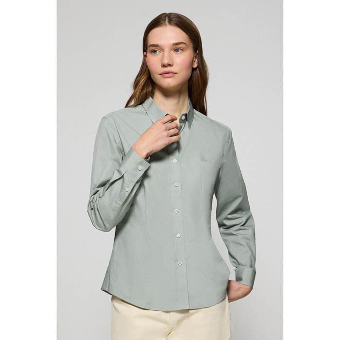 Camisa verde jade Slim fit de popelín con logo