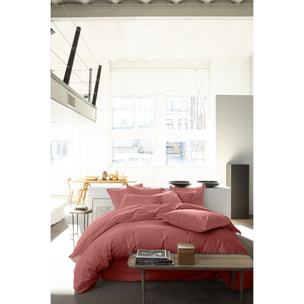 Paire de Taies d'oreiller percale de coton vieux rose